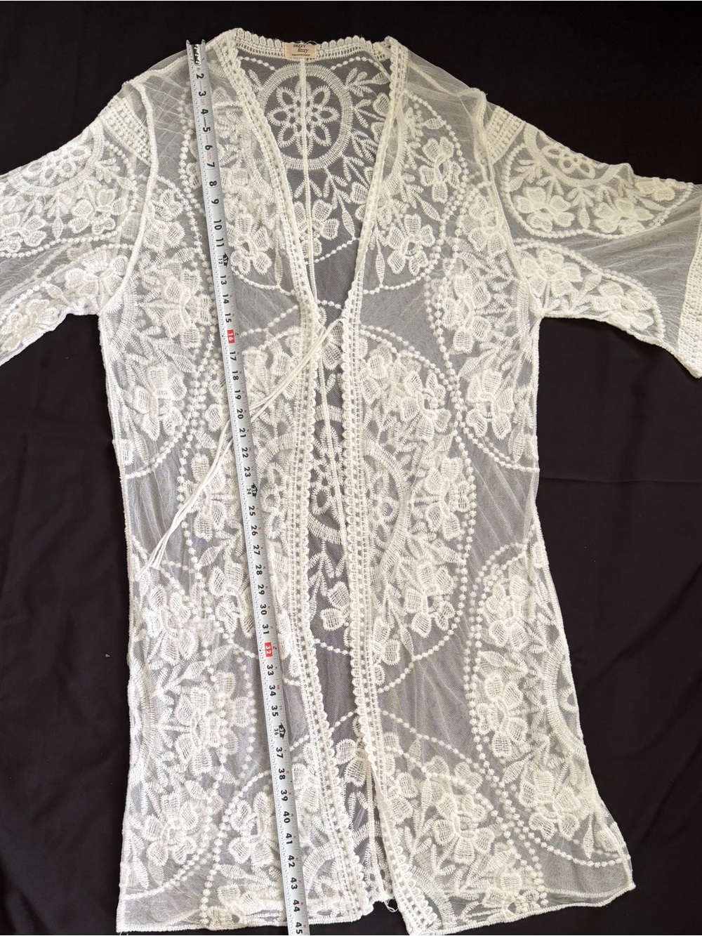 White Sheer Lace Floral Kimono Cover-Up / Boho Cardigan